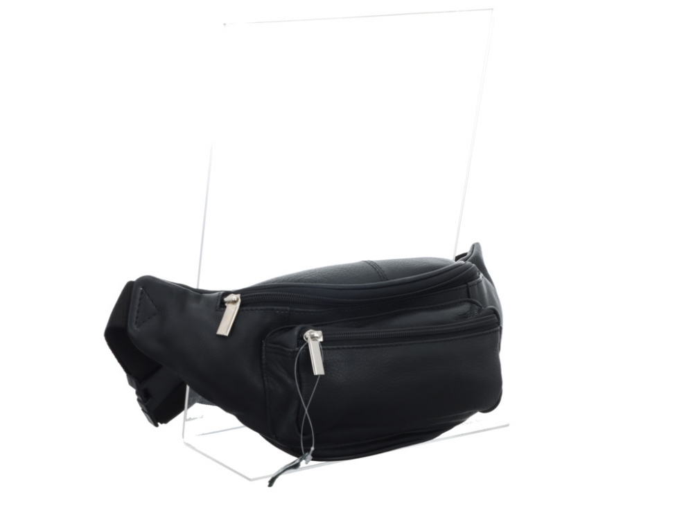 Derniér Bauchtasche Schwarz Leder LB-234-Schwarz