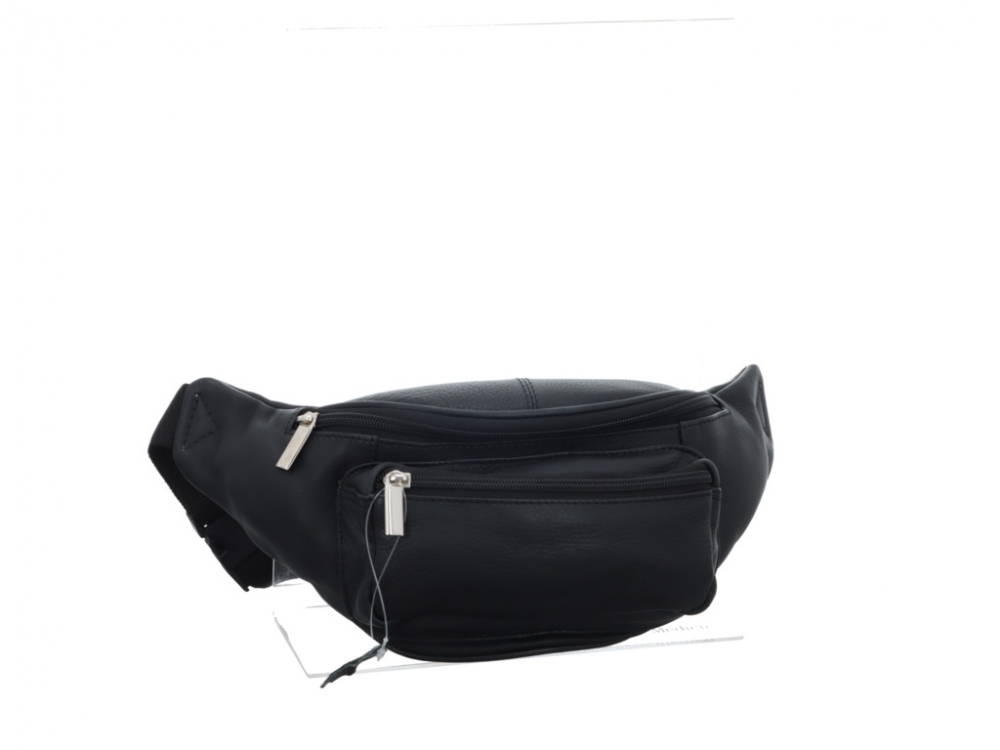 Derniér Bauchtasche Schwarz Leder LB-234-Schwarz